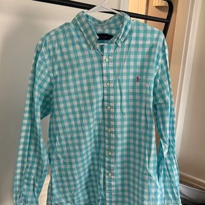 Blue and White Checkered Polo Ralph Lauren Button Down